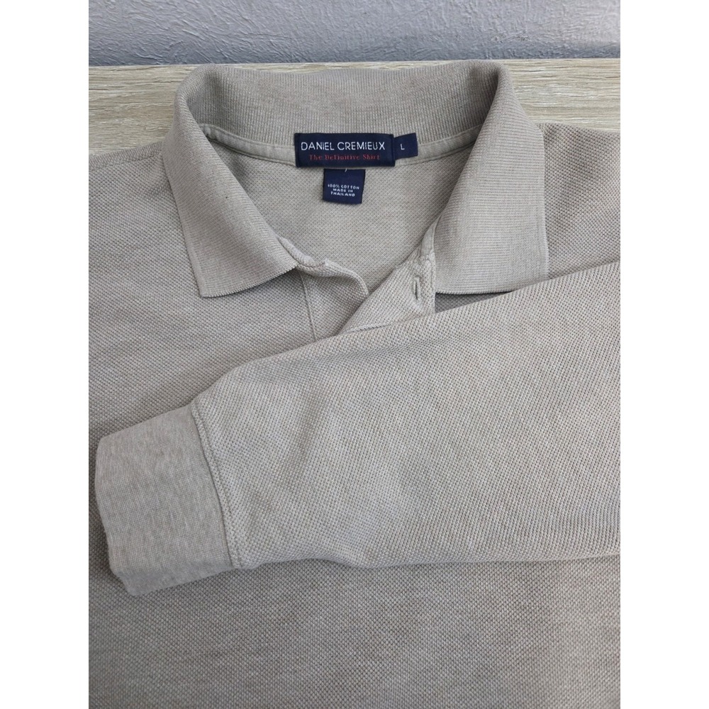 Daniel Cremieux Men's Polo‎ Shirt Tan / Brown / Beige Long Sleeve Size Large